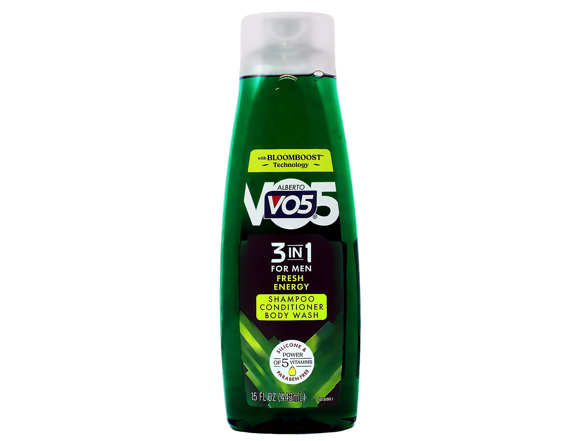 Alberto VO5 Men’s 3-in-1 Shampoo, Conditioner & Body Wash, Fresh Energy, 15 fl oz, 2 Pack – Daily All-in-One Cleanser for Hair & Body