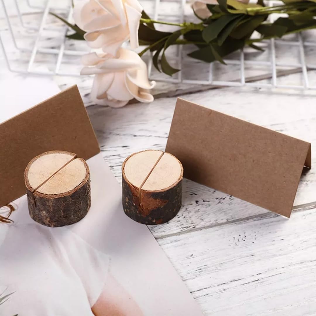 MEETOZ Wood Place Card Holders,10 Set Wooden Place Card Holders,10Pcs Wooden Table Number Holders and 10 Pcs Kraft Table Place Cards,for Christmas, Birthdays, Wedding Party Decoration - Image 3