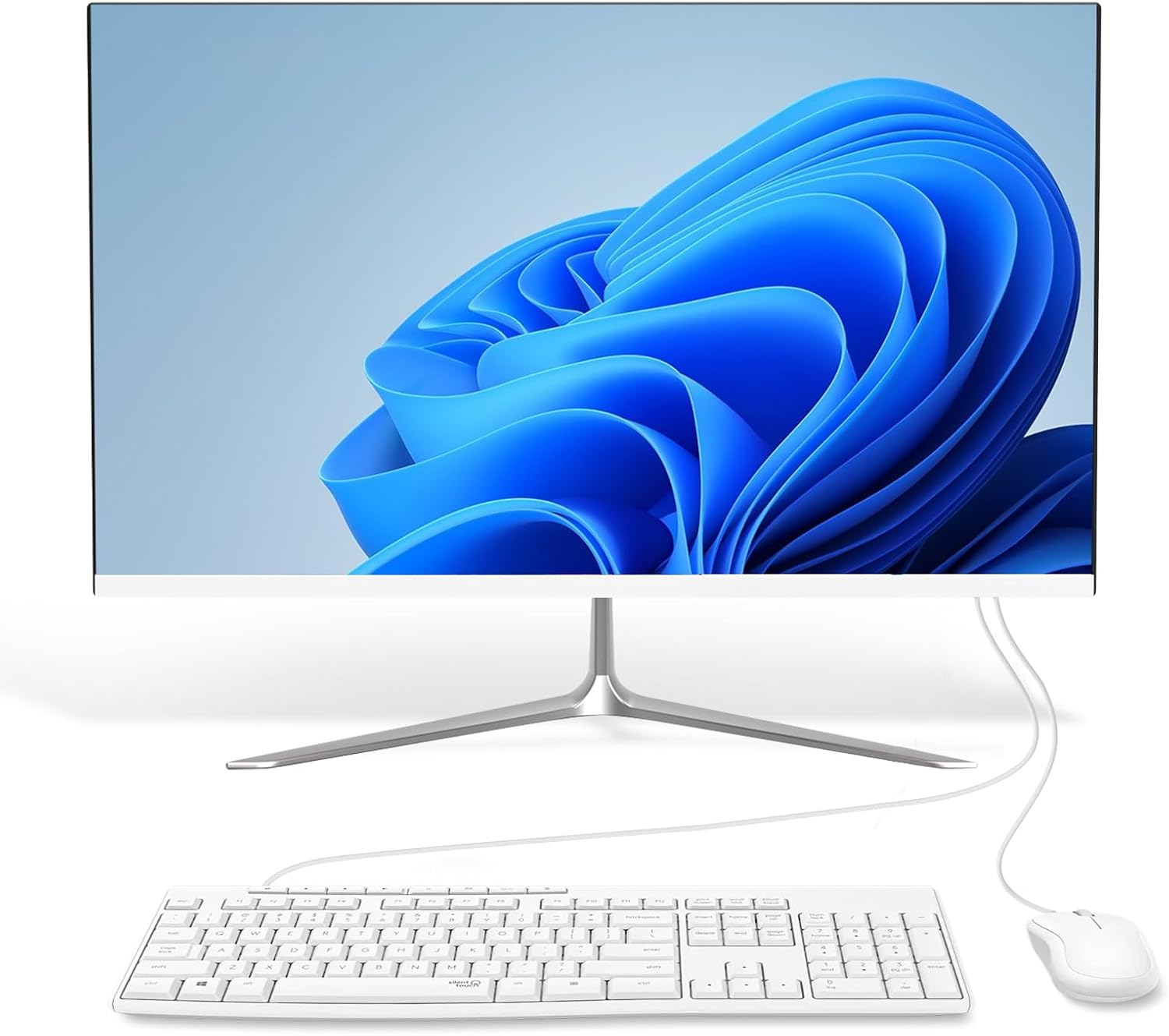 All-in-One Desktop Computer 24" FHD, N5095 16GB RAM, 512GB SSD, Quad-Core, Wired Keyboard & Mouse, RGB Speaker, White (N5095/16G/512G)