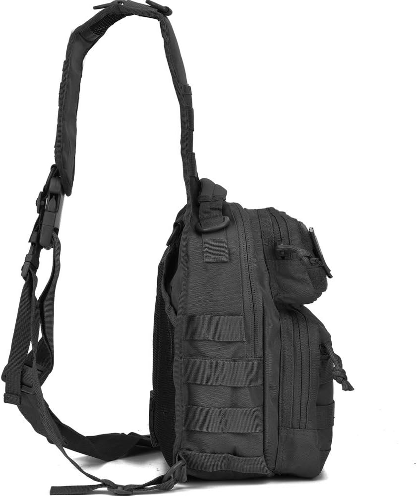 Tactical Sling Bag Pack Military Rover Shoulder Sling Backpack Molle Assault Range Bag Everyday Carry Diaper Bag Day Pack Black Small