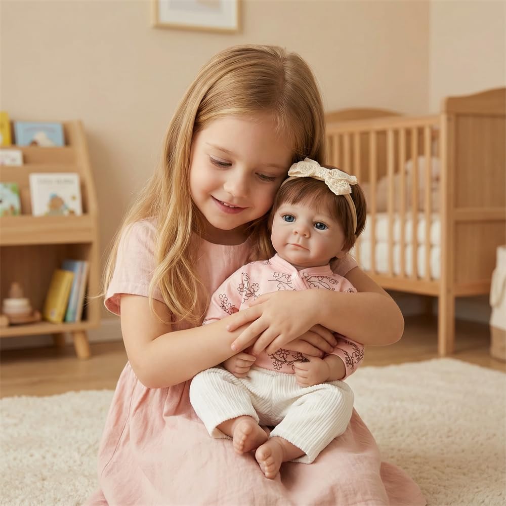 Reborn Puppe Mädchen 20 Inches Handgefertigt Reborn Babys Vollsilikon Weiche Körper mit Anatomisch Korrekte, Reborn Babypuppen Sieht Wie EIN echtes Baby