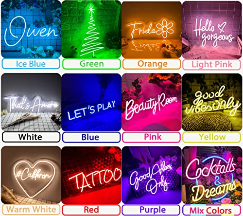 Image of OBTAIN Custom Neon Signs, Neon Sign Customizable for Wall Decor, Personalized Neon Sign for Wedding Birthday Party Gift Party Bar Game Room Home Business Shop Name Logo Neon Sign