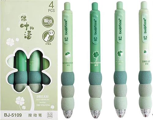 Miniatura 1 de MOZXIRZ 4 bolígrafos de gel estéticos retráctiles, de dibujos animados, de agarre suave, bolígrafo de tinta negra kawaii, suministros para niñas,