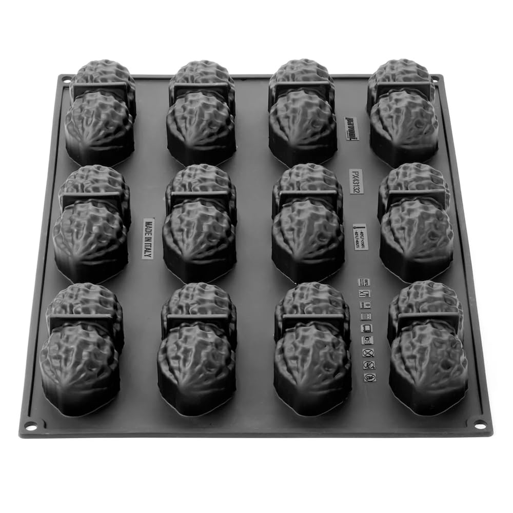 Pavoni Molde de silicona Peanut PX43132 profesional con 12 cavidades de 120 ml para porciones individuales, mousse, entremets y postres modernos, silicona antiadherente, fabricado en Italia, 30 x 40