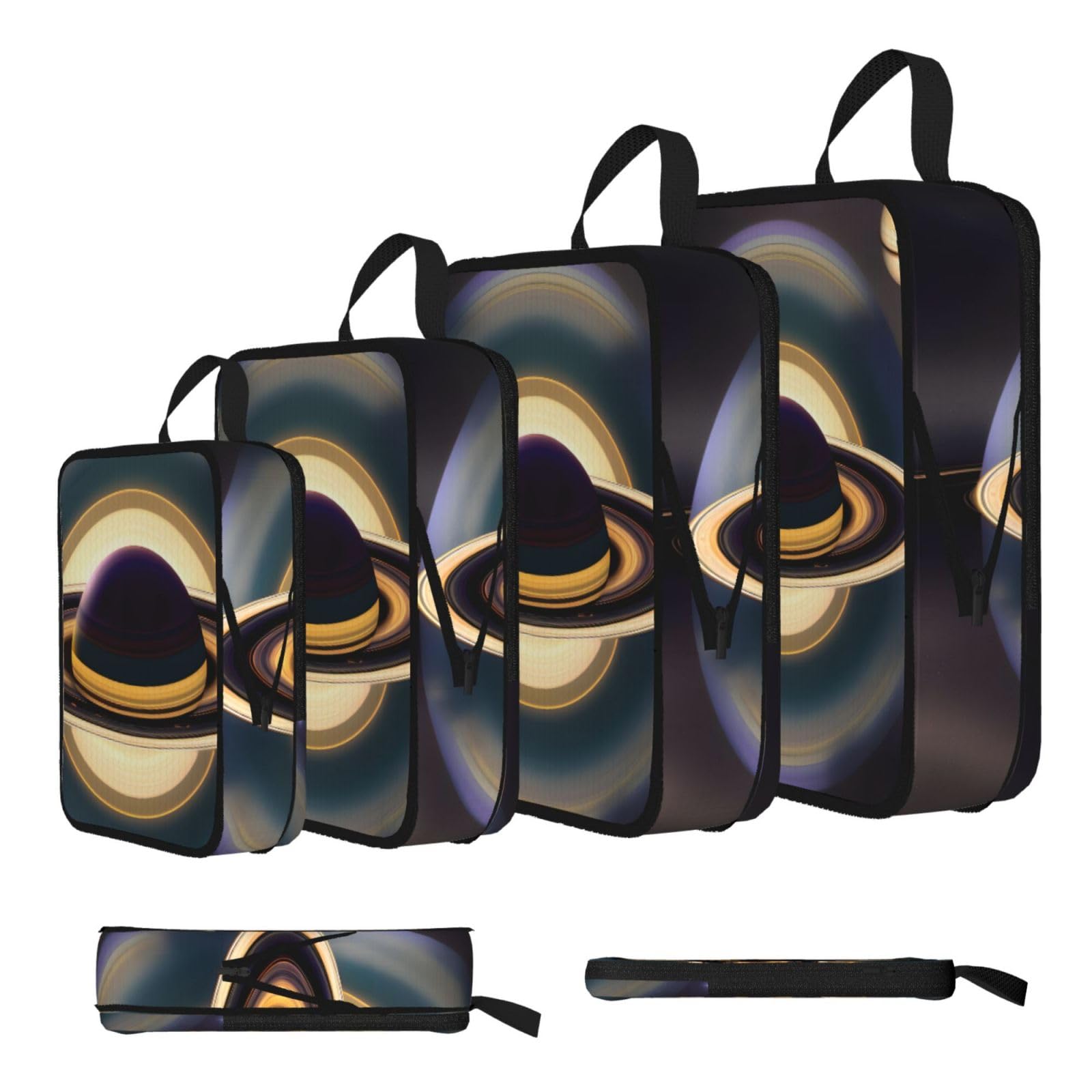 Sxzvvbn Black Beautiful Saturn Compression Packing Cubes 4 Piece Set
