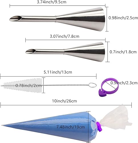 Miniatura 6 de 2 boquillas de acero inoxidable para glaseado en crema, punta de boquilla larga con 50 bolsas desechables para pastelería, kit de llenado de