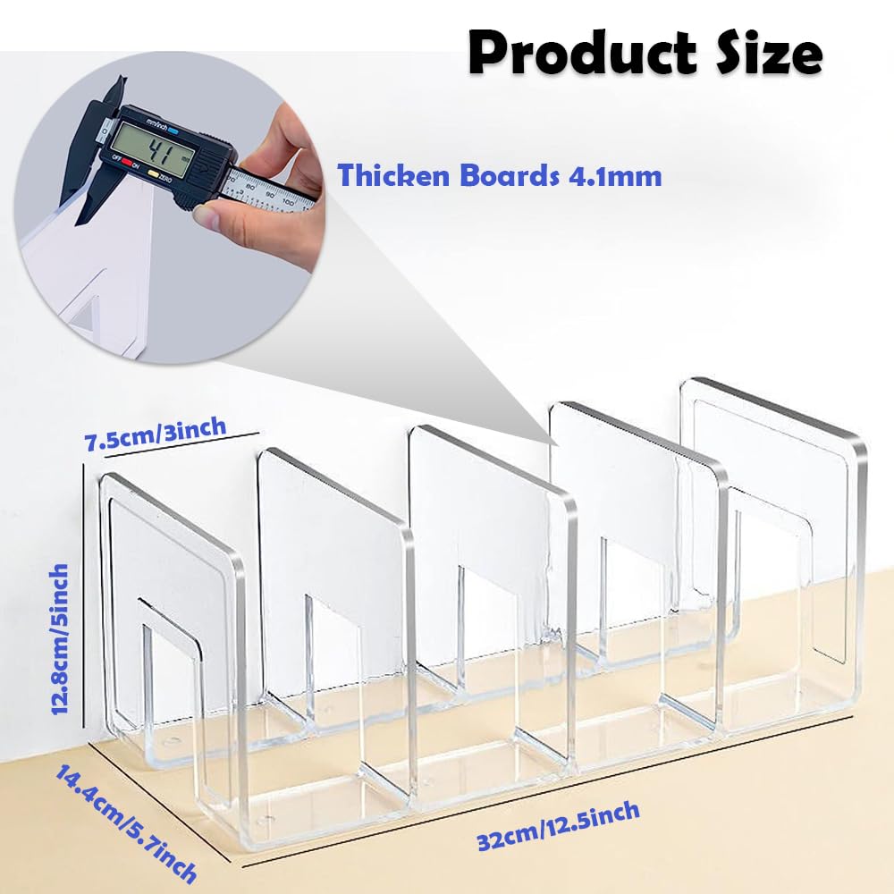 Organizer per documenti in acrilico rosa, con 4 scomparti grandi, per documenti, libri, borse, raccoglitori e buste, elegante accessorio da ufficio