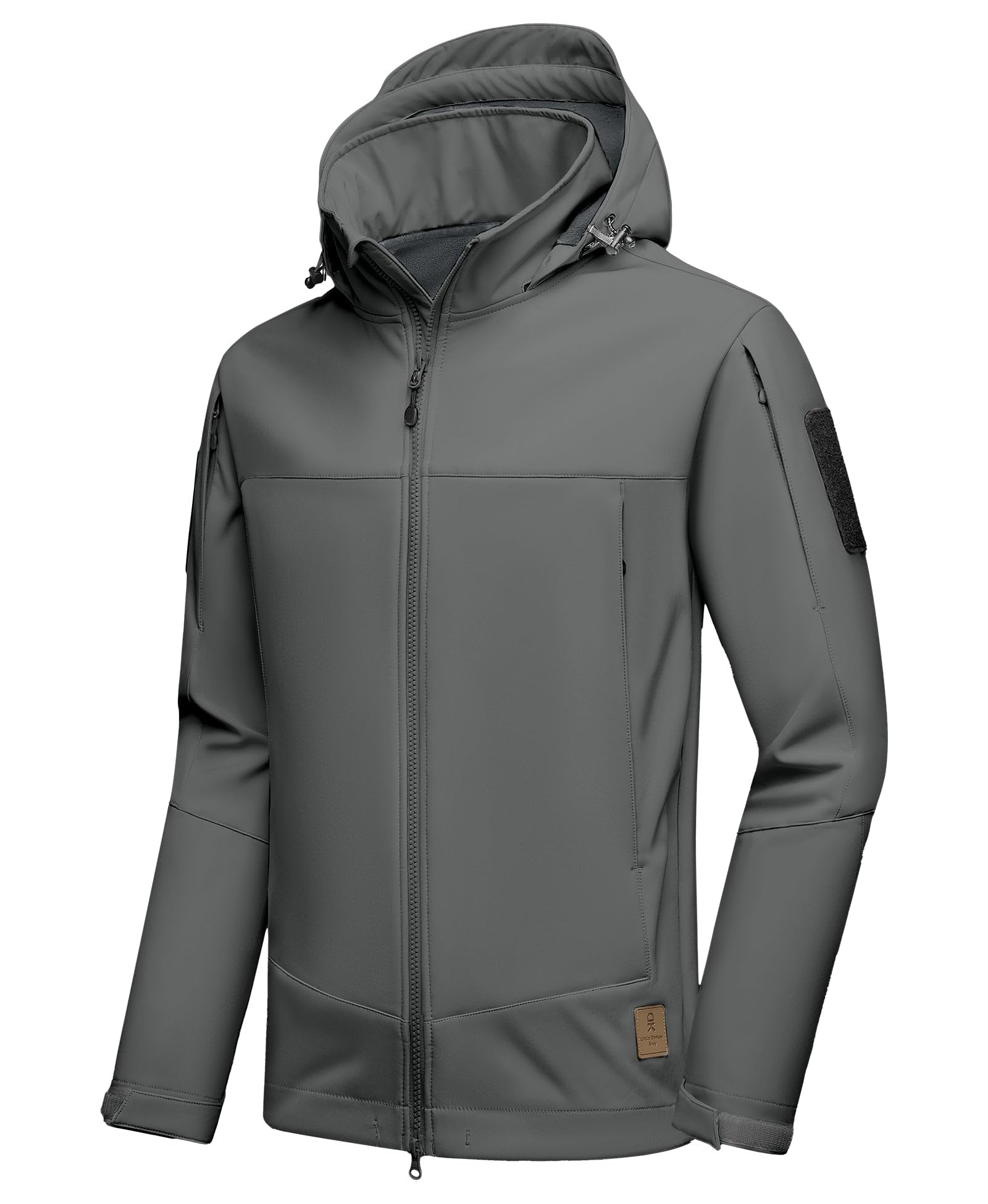 Little Donkey Andy Men's Softshell Jacket Hooded Light Waterproof Tactical Jacket Fleece Windbreaker Jackets with 8 Pockets