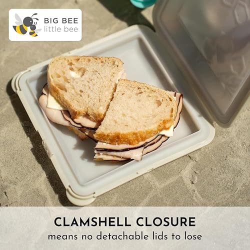 Miniatura 4 de Big Bee, Little Bee - SoftShell Contenedor de silicona reutilizable para almacenamiento de alimentos con tapa conectada, fácil de limpiar, cierre a