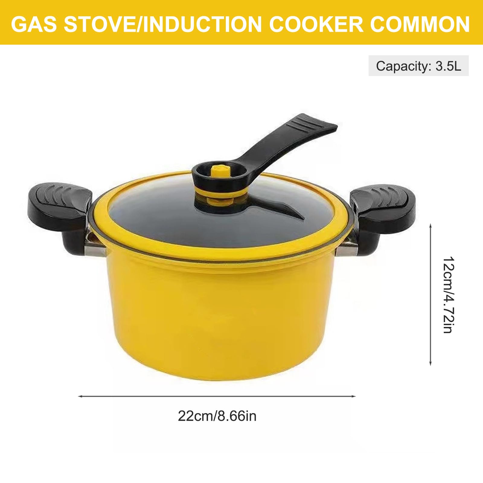 JZLEJC 3.5L Pressure Canner, Time-Saving Stockpot with Clear Lid & Double-Ear Lock, Multi-Use Small Pressure Cooker