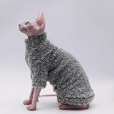 Hairless Cat Clothes Warm, Stretch,Comfortable,Thickness and Soft, Autumn and Winter Cat Apparel for Sphynx, Devon Rex, Cornish Cats (Black, X-Small)