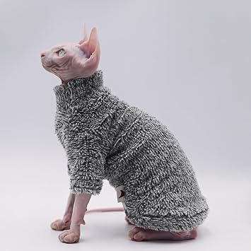 Sphynx Cat Apparel Kitty Clothes Warm Autumn and Winter Hairless Cat Outfits Cat Clothes for Devon Rex Cats, Cornish Cats and Small Cats Black, X-Small