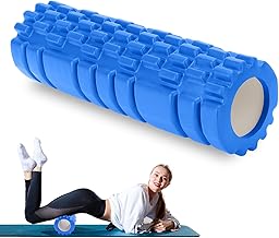 بكرة فوم لتدليك العضلات وتخفيف التشنج والضغط عن العمود الفقري، أداة تدليك نقاط التحفيز، 30 × 8 سم، أزرق غامق