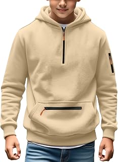 Boys Hoodies 1/4 Zip Long Sleeve Pullover Youth Teen Kids Hooded Sweatshirt