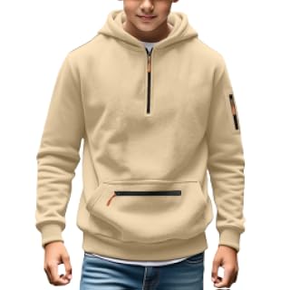 Sudadera con capucha para niños, con cremallera de 1/4, manga larga, para jóvenes, adolescentes y niños