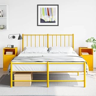 CFODOJ Muebles para casa y jardín, 2 piezas, color amarillo mostaza, 34,5 x 39 x 62 cm, acero