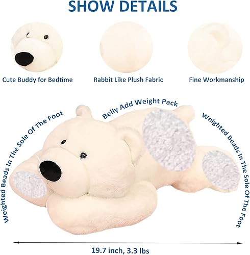 Vista 41 de Animales de peluche con peso, 19.7 pulgadas, 3.3 libras, peluche de dinosaurio con peso, lindo dinosaurio de peluche, juguete de almohada de Oso