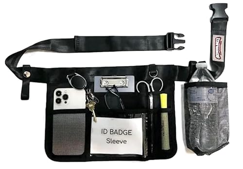 Premium Teacher Apron / 8 Varied Pockets/ID Sleeve/Drink Pouch/Retractable Key