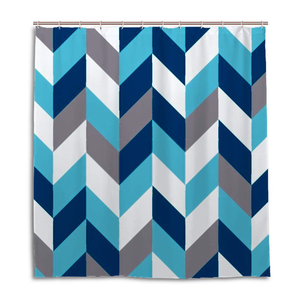 Rideau de douche avec crochets blanc bleu gris rideau baignoire polyester 72x72 inch
