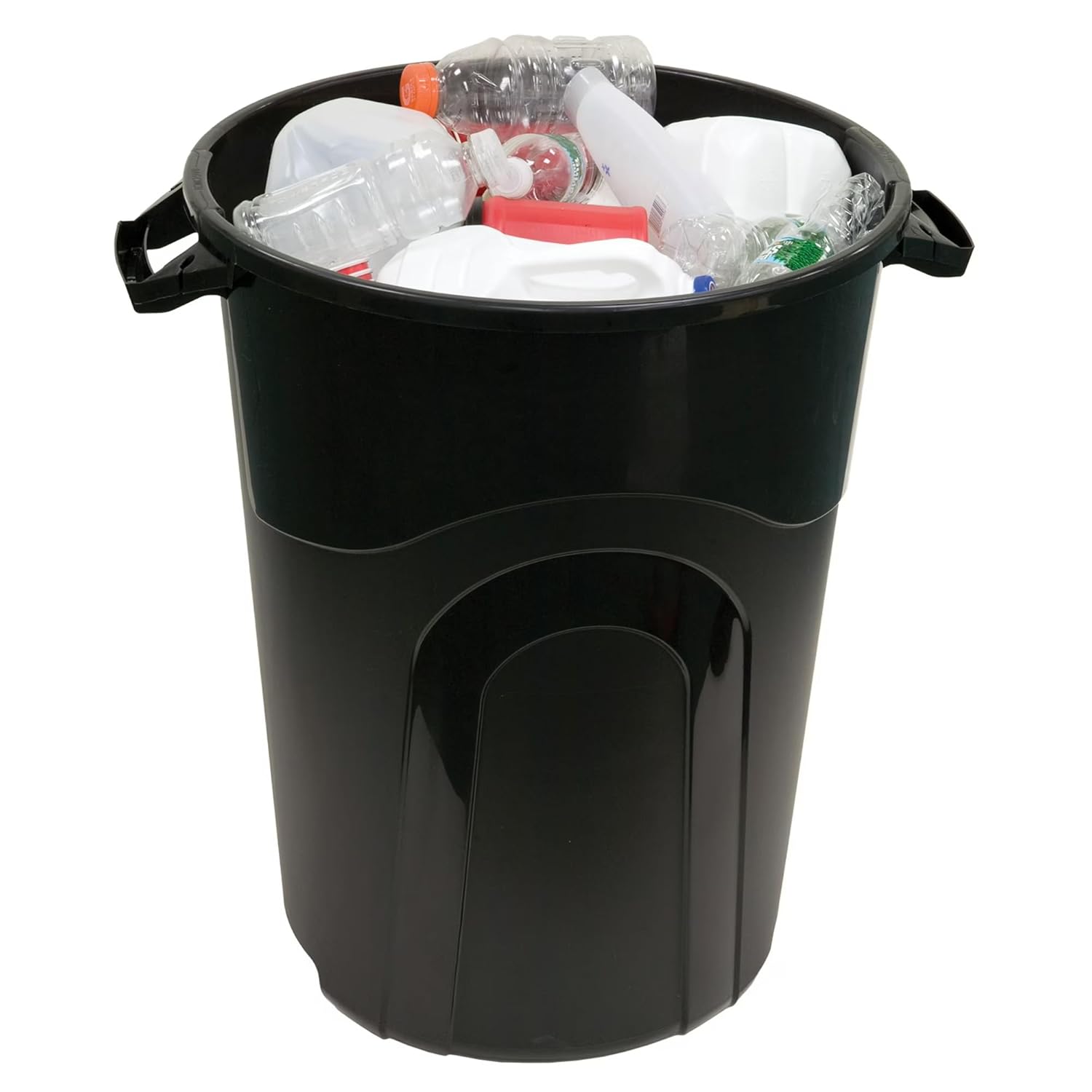 32 Gallon Heavy Duty Injection Molded Trash Can with Click Lock Lid, Easy to Carry Garbage Can with Sturdy Construction, Black