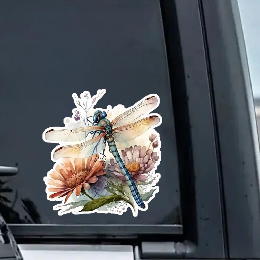 2PC Dragonfly 3D-Effect PVC Vinyl Sticker, 4.72"x5.12" Self-Adhesive Waterproof Decal for Car, Laptop, Truck, Motorcycle, Scratch Cover, Home Door Decor |BZ69 - Image 4