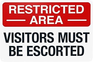 Restricted Area Visitors Must Be Escorted Warning Sign, Authorized Personnel Only Metal Security Signs, Safety Wall Decor Use for Home Business Yard Garden Office Street Road 12 x 8 Inch