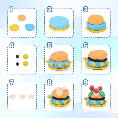 Miniatura 7 de ifergoo Arcilla polimérica, arcilla de modelado para niños, kits de iniciación de bricolaje, arcilla modelo horneada, no tóxica, antiadherente, con