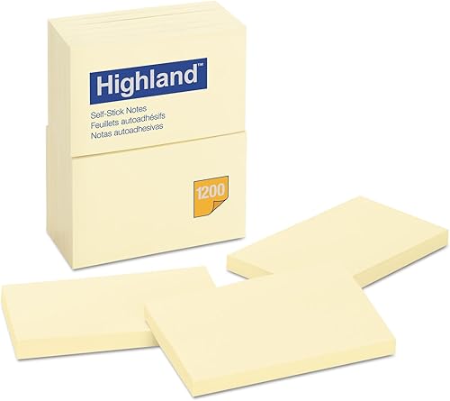 Highland 6559YW - Notas autoadhesivas 3 x 5 amarillo 100 hojas 12 unidades