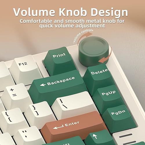 Miniatura 3 de Teclado mecánico intercambiable en caliente con cable verde retro 75% con perilla de metal  Junta de montaje  Retroiluminación RGB programable y luz
