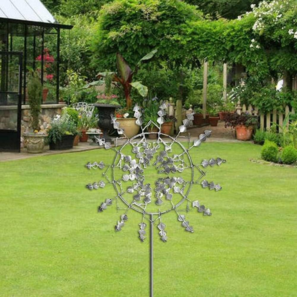 Wind Spinners for Yard and Garden, Unique and Magical Metal Windmill, 3D Wind Sculptures Spinners, Art Decorations for Garden Outdoor Yard Lawn Patio(Color:Silver)