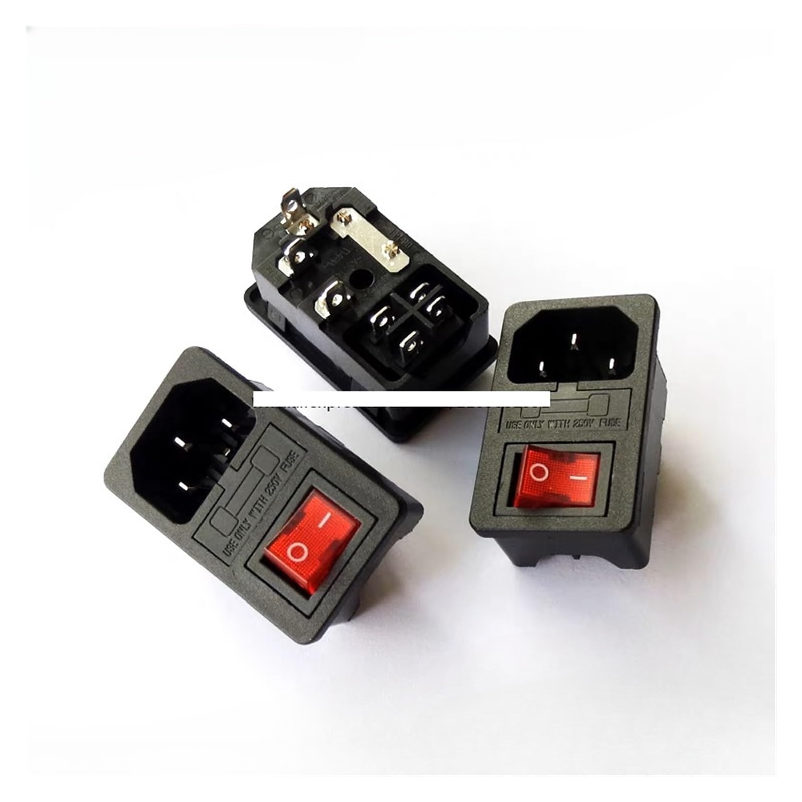 BKGWCSOR With 10A fuse ! Red Rocker Switch Fused IEC 320 C14 Inlet Power Socket Fuse Switch Connector Connector Switches