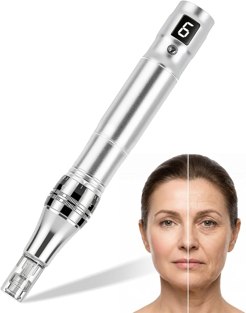 Derma Roller para uso doméstico, bolígrafo de belleza Derma Roller de 0,25 mm para mujeres y hombres, bolígrafo con microagujas para herramienta para la piel