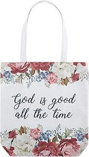 Gifts for Women, God is Good All the Time Tote Bag with Floral Design, 14 Inch