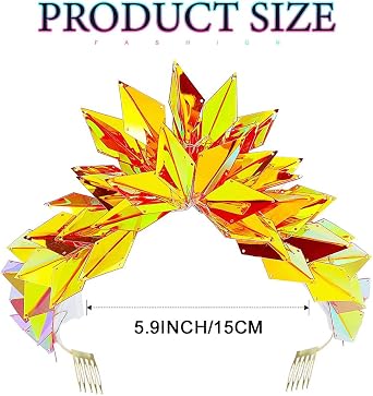 JEAIRTS Light Up Crown Glow Gold Rave Headpiece Led Rave Hair Accessories for Women