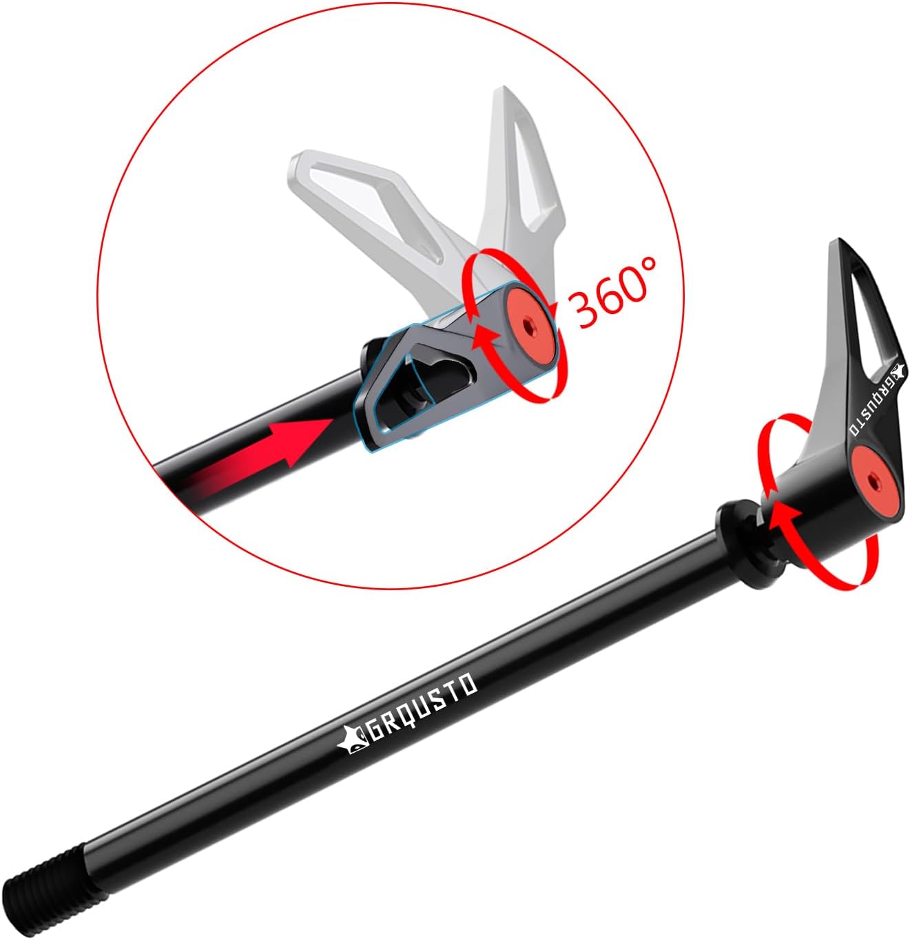 1.75mm Thread Pitch Front Rear Quick Release Thru Axles for Bicyle Suspension Forks Rigid Forks and Bike Rear Frame, Free Rotating Handle Road Mountain Bike Axle: 12mm x 175mm to 180mm Includes 2 Size