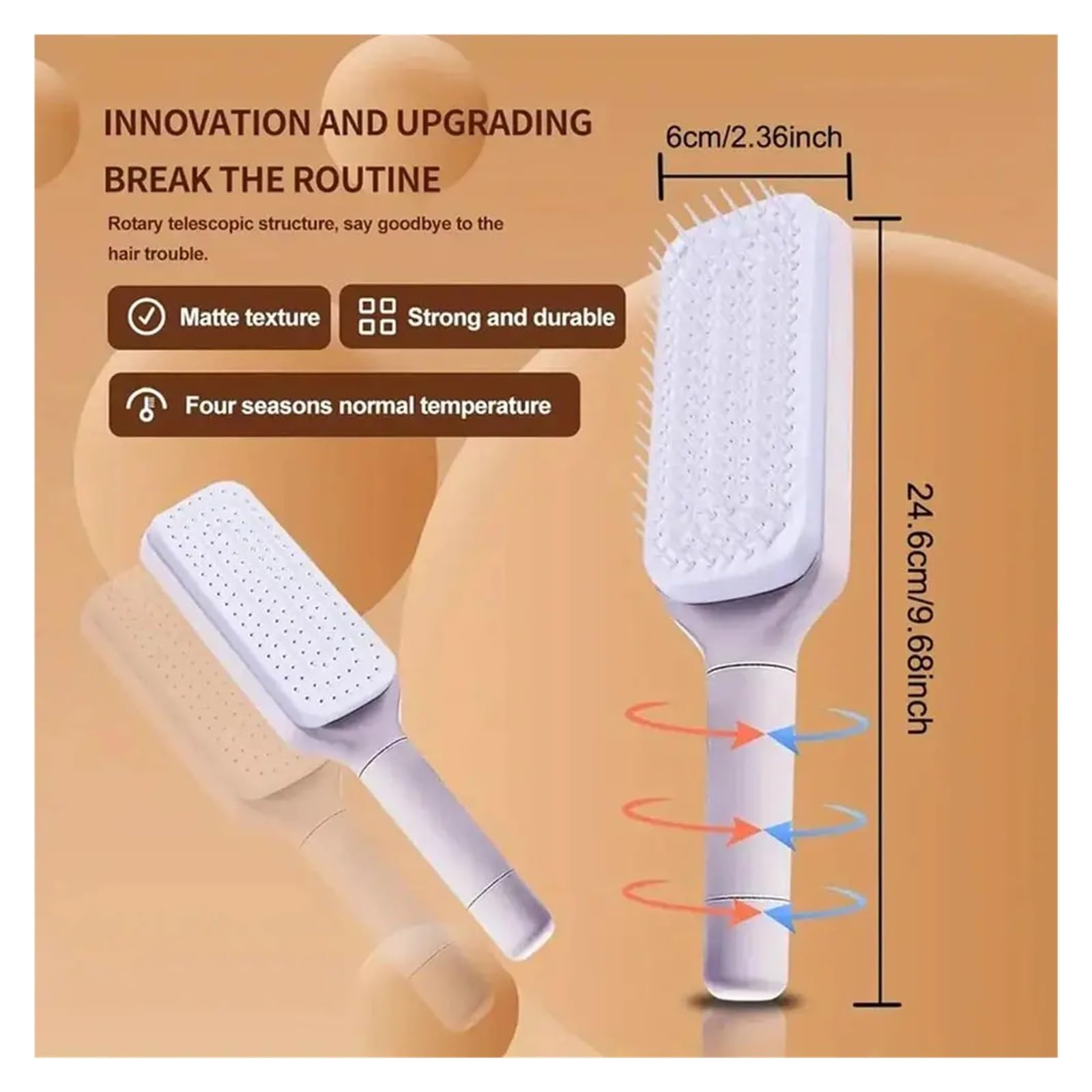 Selbstreinigende BüRste Drehbare selbstreinigende Haarbürste | Massage-Luftkissenkamm, magischer einziehbarer Kamm for Frauen, antistatischer Haarglättungskamm(1Pcs Grey)