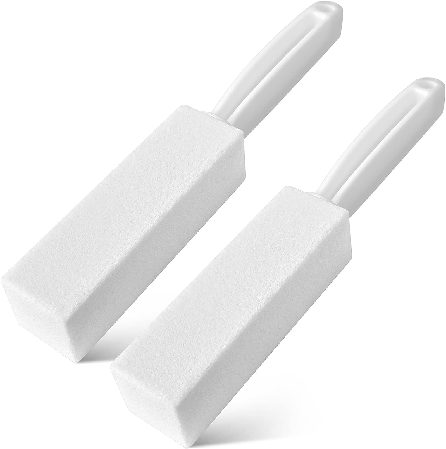 4TH Pumice Stone for Toilet Bowl Cleaning with Handle,Powerfully Remove Away Stain,Hard Water Rings,Calcium Buildup,Iron and Rust - Scouring Stick Tile/Bath-tub/Kitchen/Grill (White) 1 count