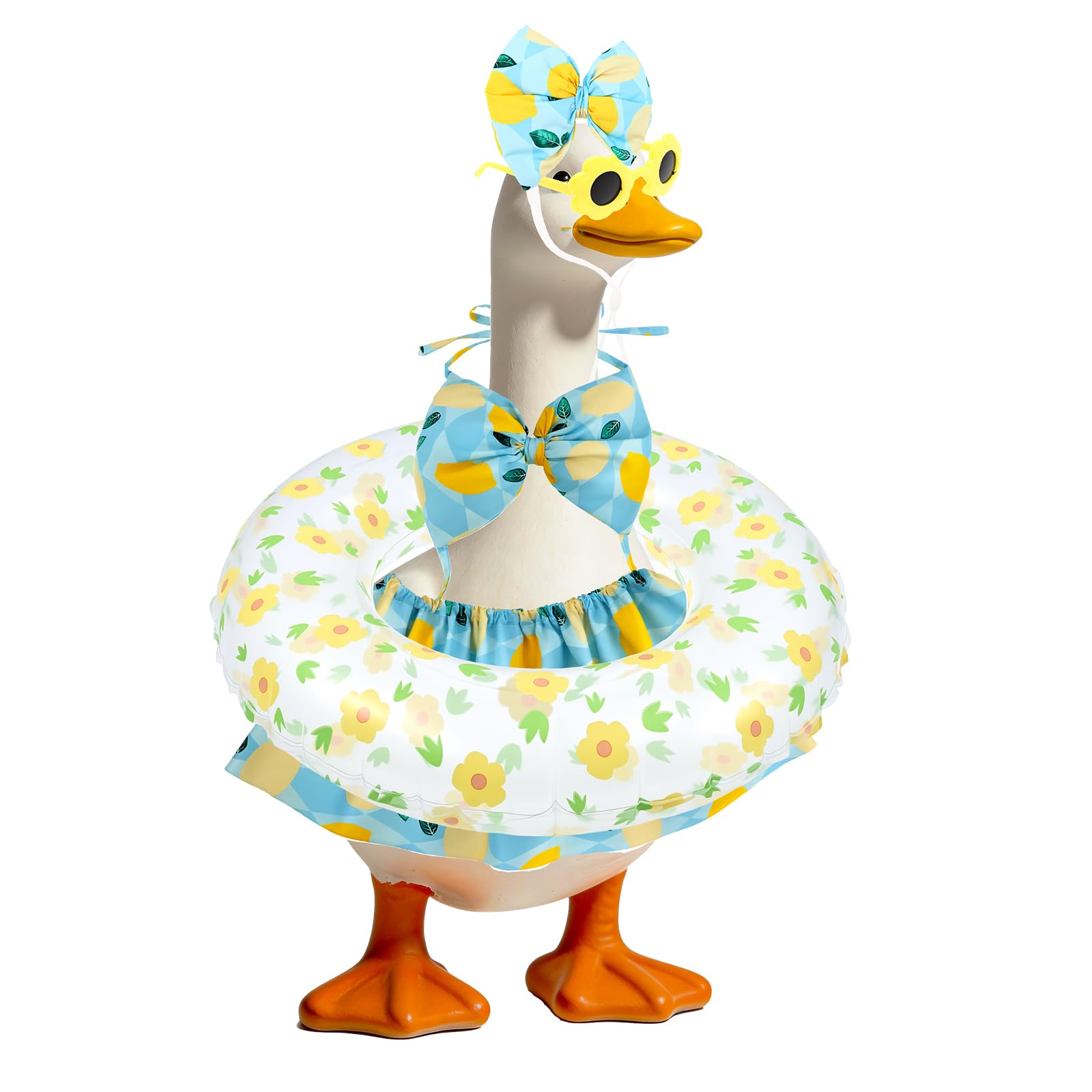YUNYOUC Summer Porch Goose Outfit 23 Inch Yard Goose Bikini Clothes Set with Swimwear Swim Ring Sunglasses Hawaiian Style Lawn Garden Outdoor Accessories (Statue Not Included)(Style 1)