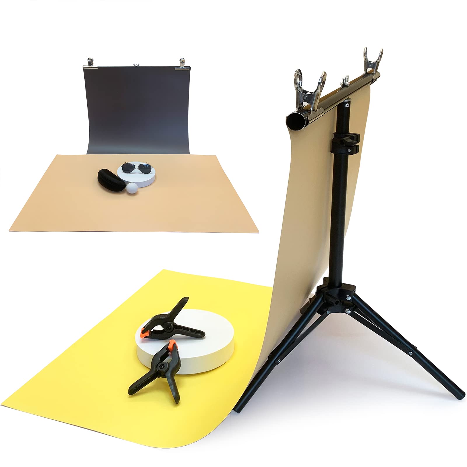 Fotohintergrund-Set Mit T-Ständer – 12 Papiere, 24 Farben, 86,4x45 Cm, Für Produktfotos