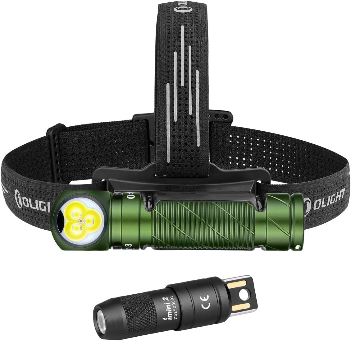 OLIGHT Perun 3 Rechargeable Headlamp Flashlight Bundle IMINI 2 EDC Rechargeable Keychain Flashlight