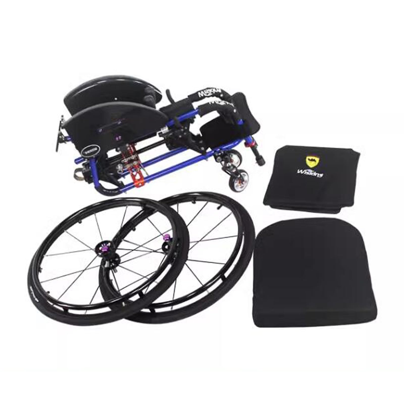 Silla de ruedas deportiva para discapacitados, manual, autopropulsada, ligera, plegable, de aleación de aluminio, adecuada con ruedas traseras de liberación rápida y ruedas antivuelco (ancho del