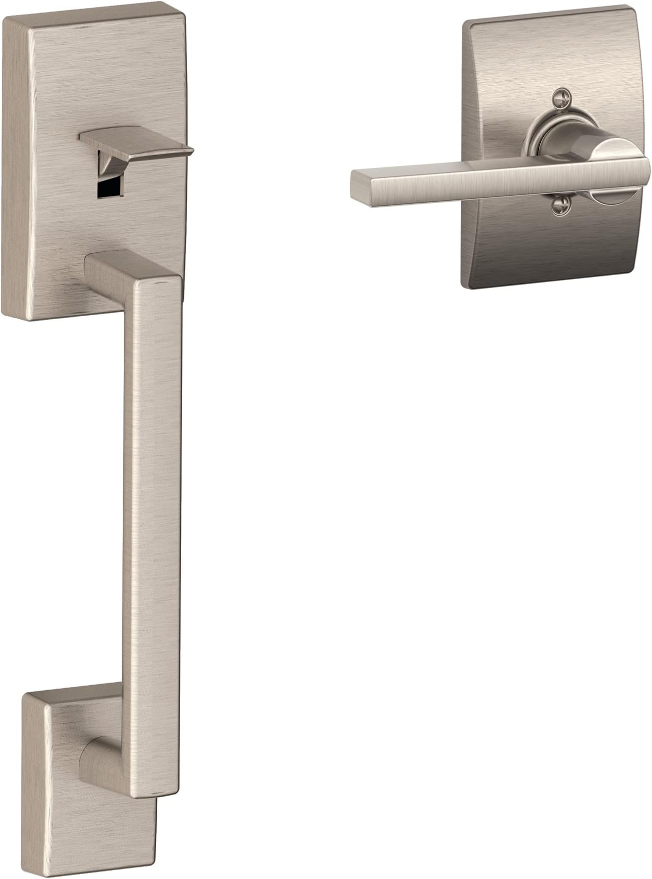 FE285 CEN 619 LAT CEN Century Front Entry Handleset with Latitude Lever, Lower Half Grip, Satin Nickel