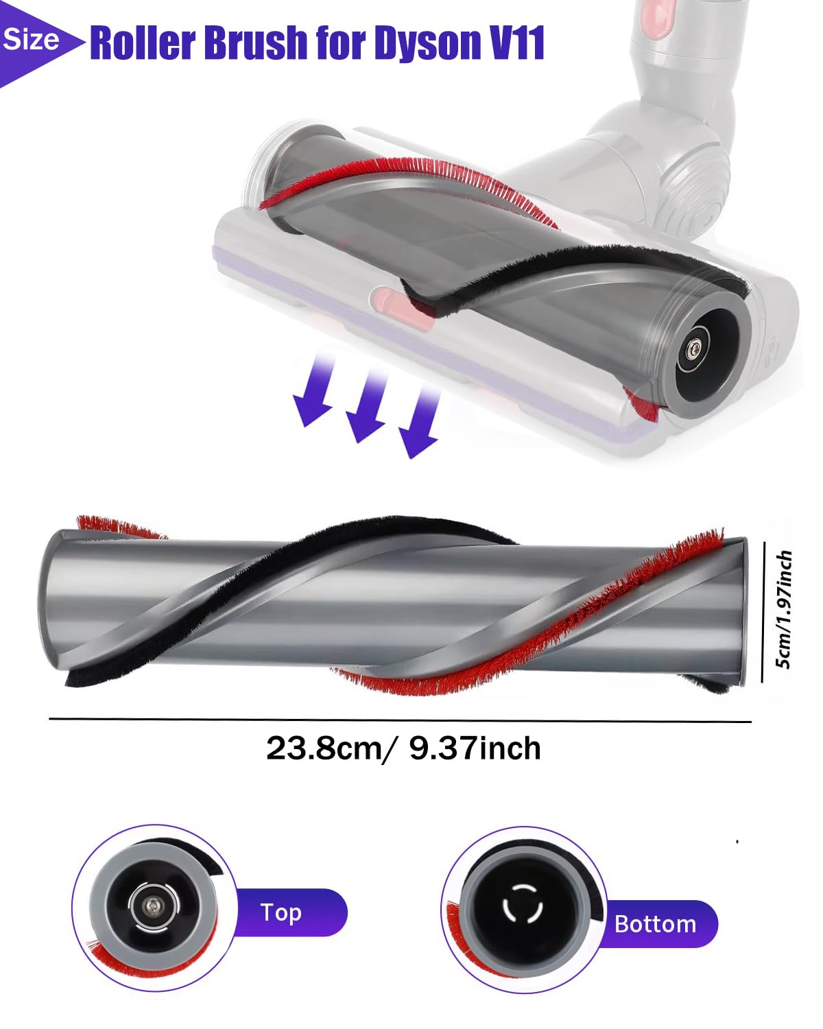 TERPUP V11 Roller Brush Replacement Parts Compatible with Dyson V11 Animal, Absolute Cordless Vacuum Attachments, V11 Brush Cleaner Head Accessories. Part No. 970135-01, 970100-05