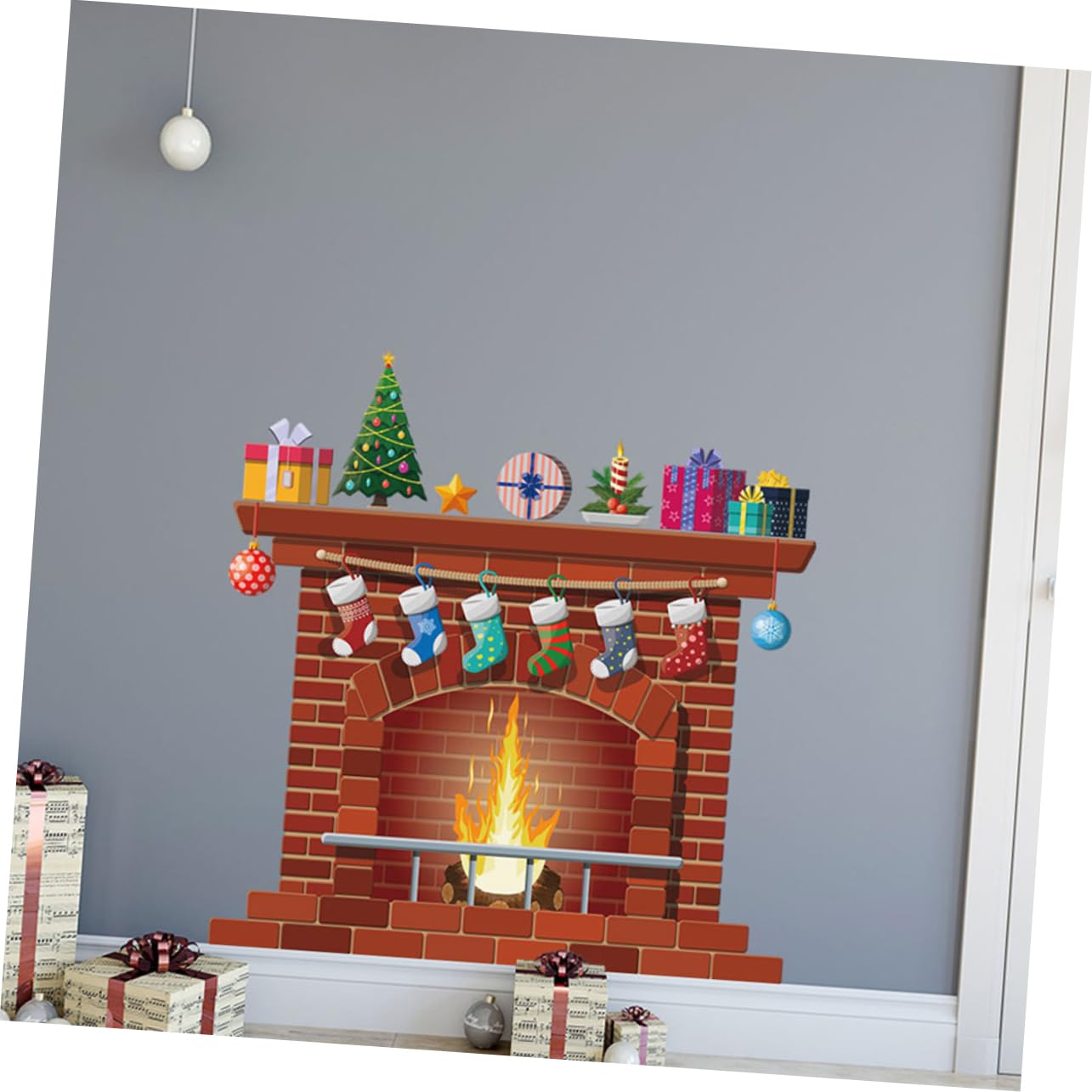 Cabilock 10 Set Adesivi Murali Decorativi Per La Stanza Del Adesivi Murali Per Le Vacanze Di Natale Ornamenti Adesivi Dei Cartoni Animati Luci Esterne Luci Delle Fate Decorazioni