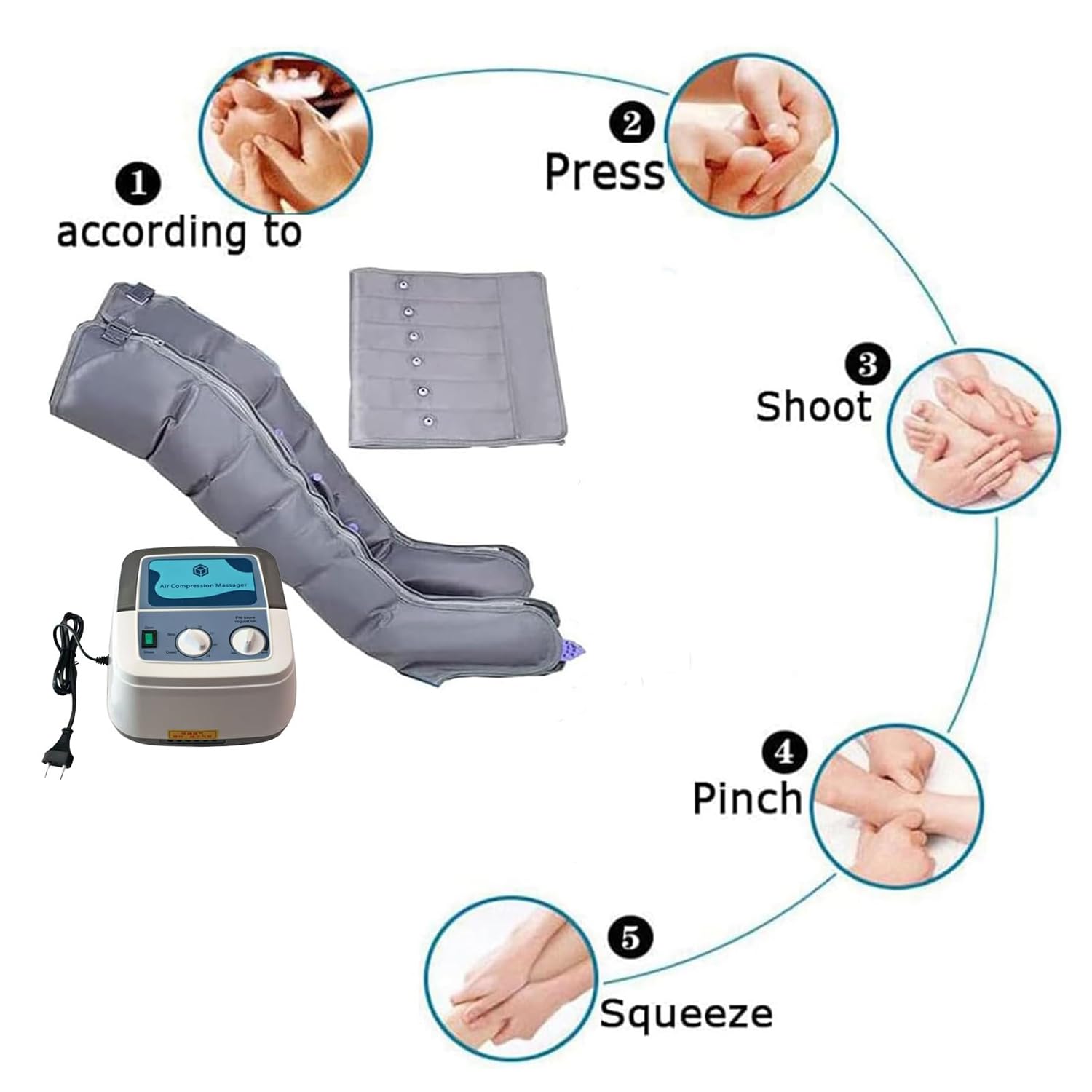 Masażer Drenażu Limfatycznego 6 lub 8 Komór, Elektryczna Maszyna do Masażu Nóg i Stóp Kompresji Powietrznej, Buty Pressoterapii Ulga w Bólu, Krążenie i Relaks Mięśni, Regulowane Ciśnienie Regeneracj