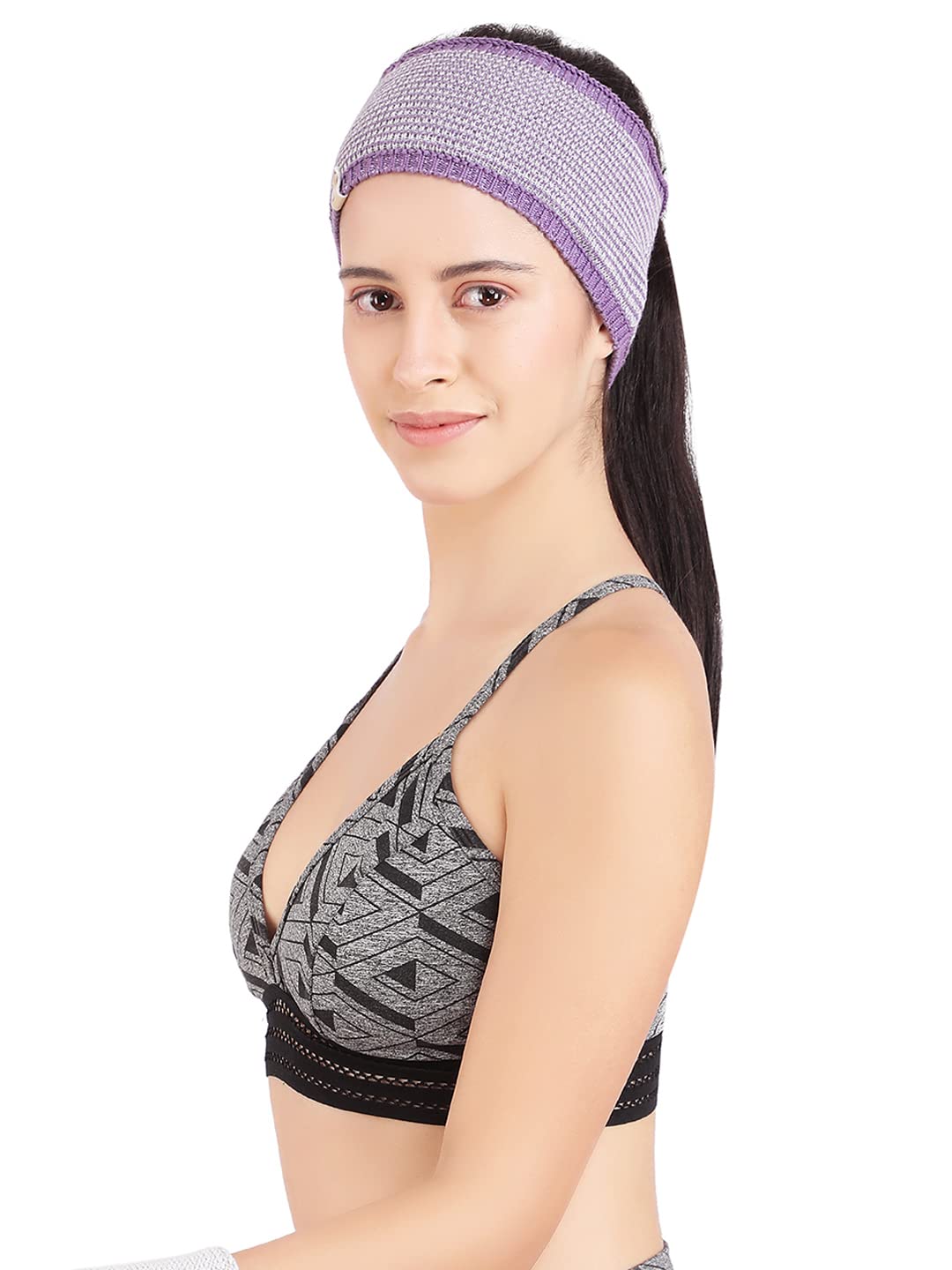Bharatasya Sports Running Gym Yoga Unisex Cotton Headband- Cotton Sweatband, Headscarf, Non Slip, Breathable Summer Headbands (Purple)