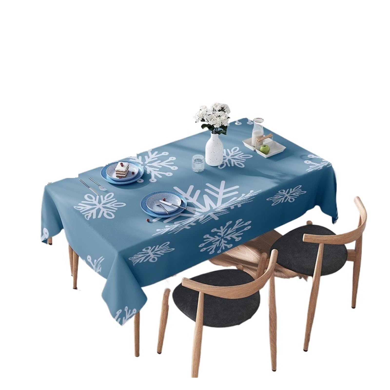 LUYSGBXR Waterproof Tablecloth Snowflake Printed Tablecloth Waterproof Non-Slip Dining Decoration Home Decor Soft Cotton Linen Square Rectangle Topper Cloth Bl(140X180CM)
