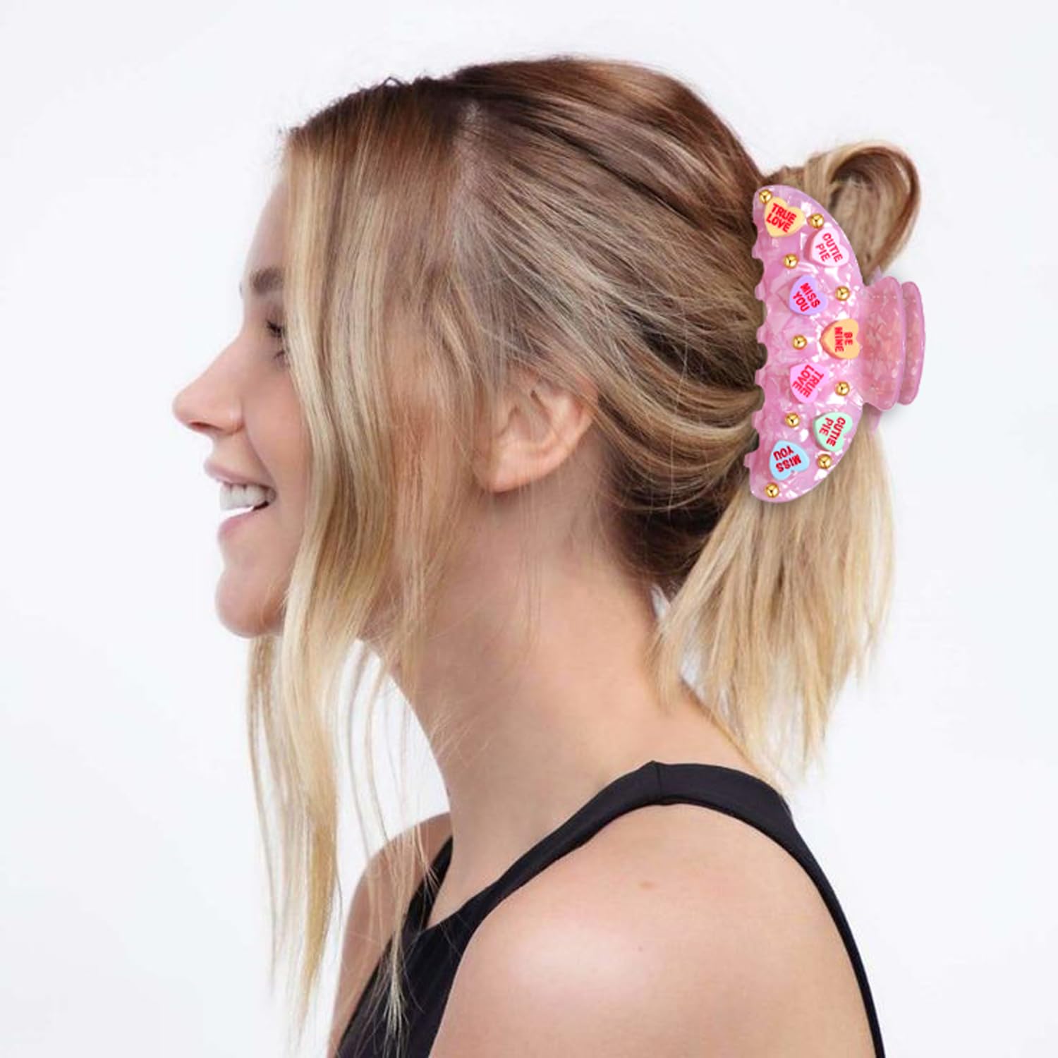 Valentine’s Day Hair Claw Clips for Women, Large Conversation Heart Hair Clips Nonslip Pink Love XOXO Hair Claws Valentine’s Day Accessories Outfits Party Favor Gifts - Image 8