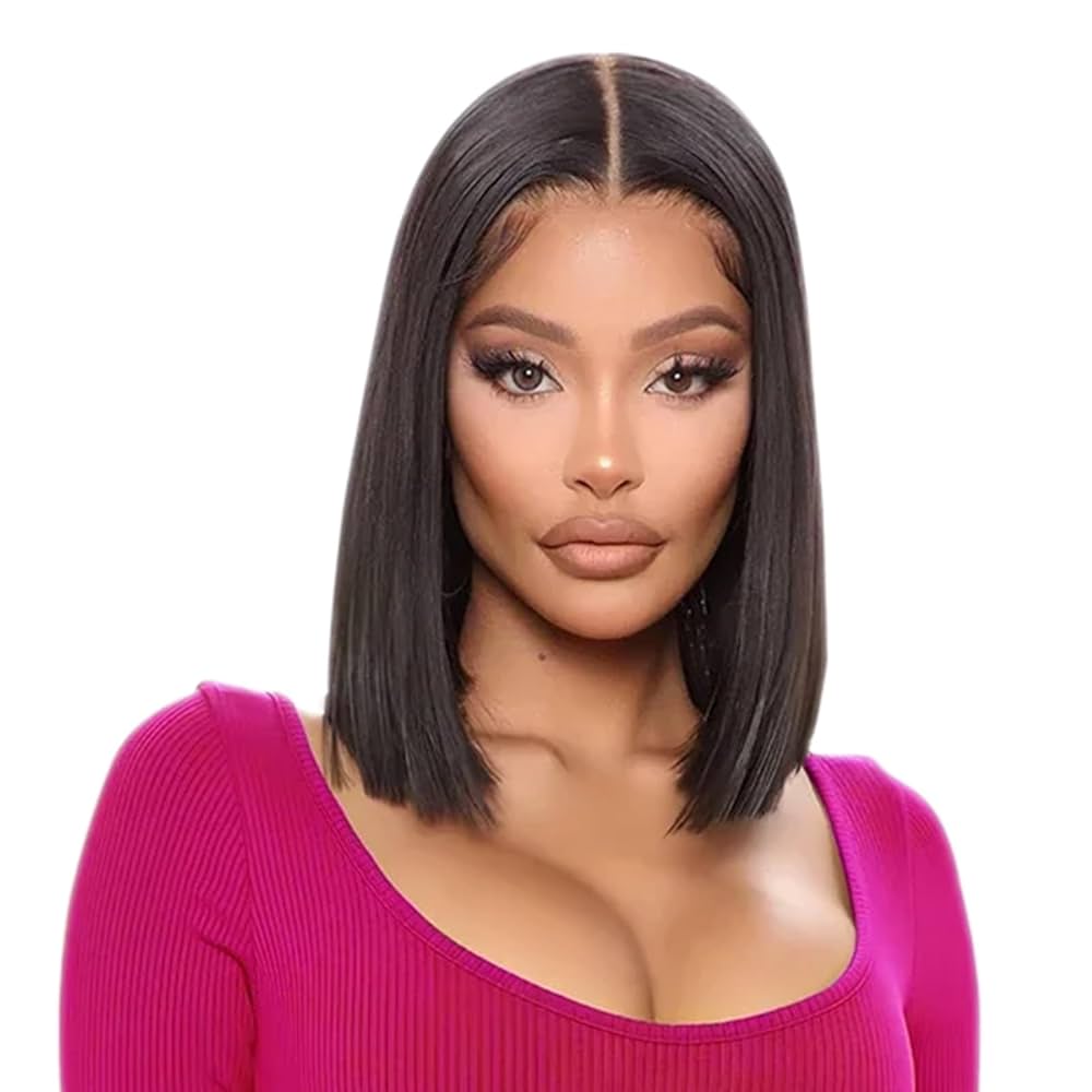 Amazon.com : mianduan Bob Wig Human Hair 180% Density 13x4