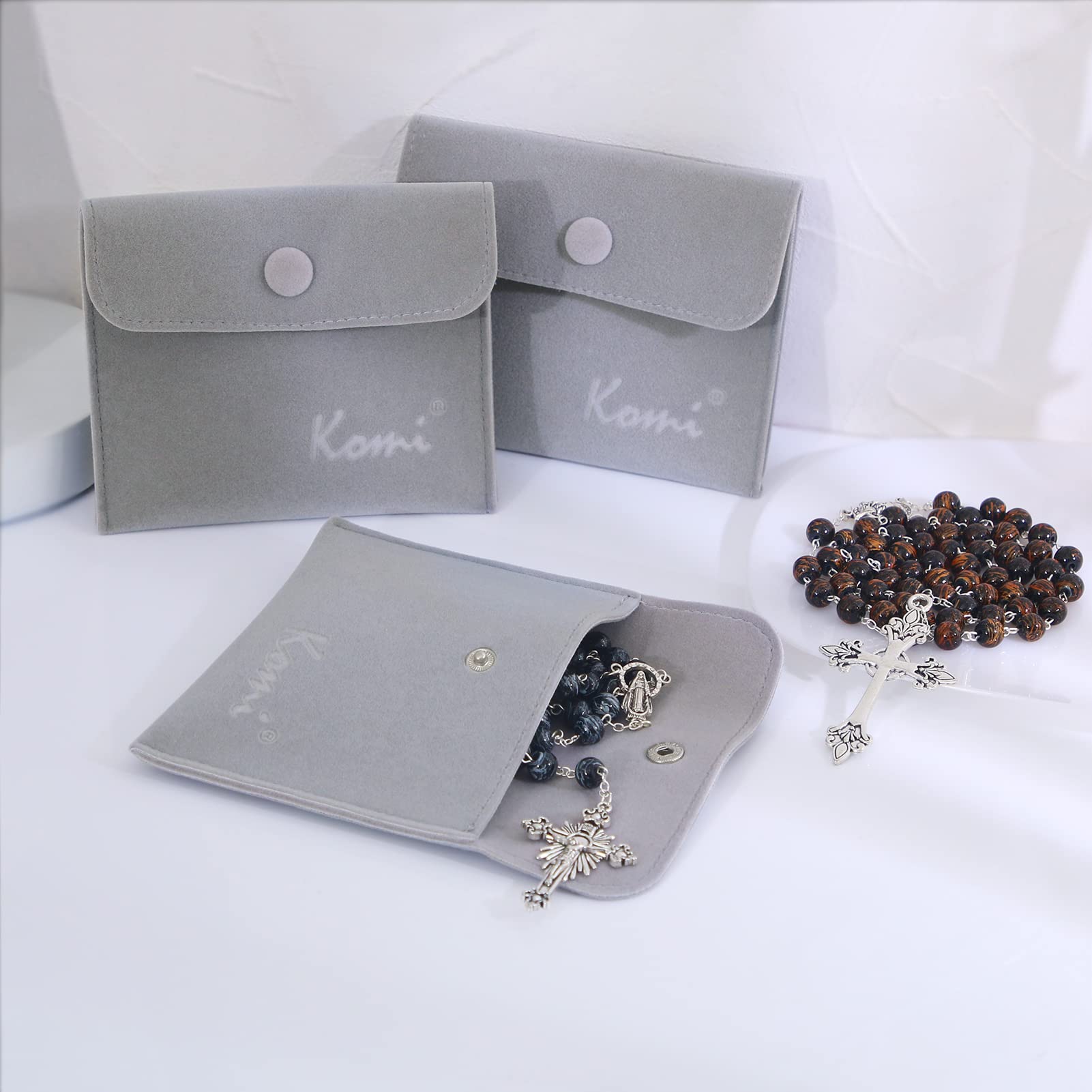 KOMI Wooden Catholic Rosaries, Rosary Beads Necklace from Bethlehem Olive Wood